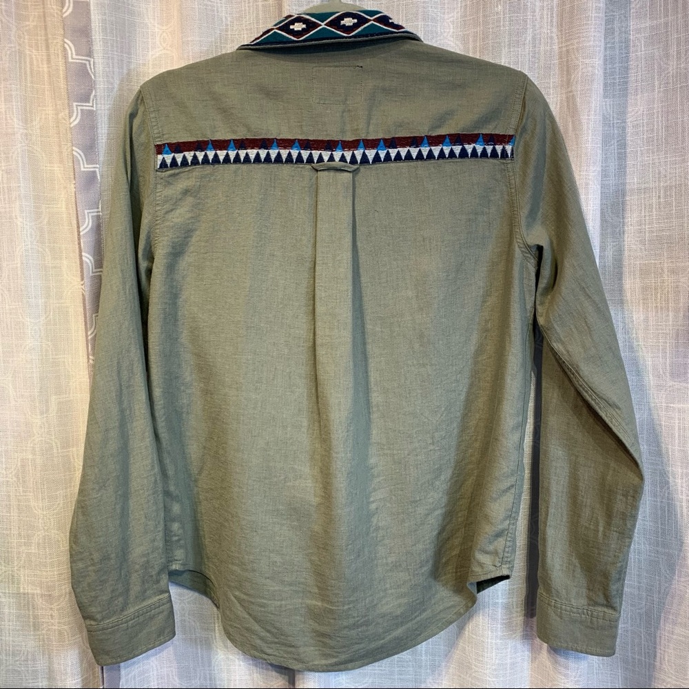 Rails Shirt women's XS Kona Sage Inca Embroidery Linen Southwestern Boho button - Picture 8 of 11